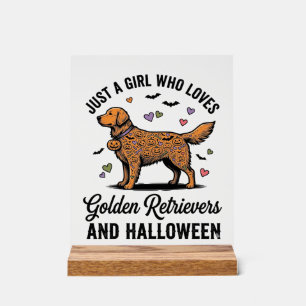 Halloween Golden Retriever Girl Dog Mom Vintage Ar Acrylic Sign