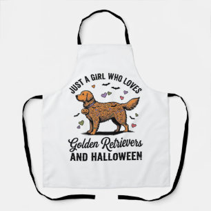 Halloween Golden Retriever Girl Dog Mom Vintage Ar Apron