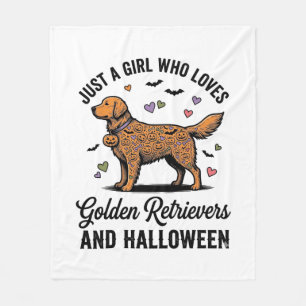 Halloween Golden Retriever Girl Dog Mom Vintage Ar Fleece Blanket