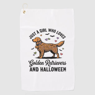 Halloween Golden Retriever Girl Dog Mom Vintage Ar Golf Towel