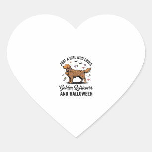 Halloween Golden Retriever Girl Dog Mom Vintage Ar Heart Sticker