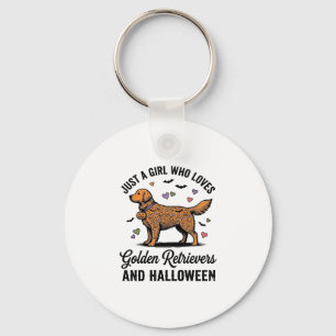 Halloween Golden Retriever Girl Dog Mom Vintage Ar Keychain