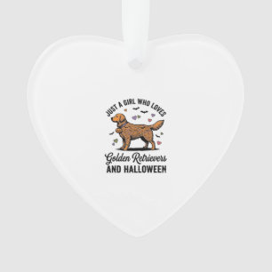 Halloween Golden Retriever Girl Dog Mom Vintage Ar Ornament