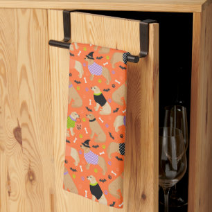 Halloween Golden Retriever Kitchen Towel