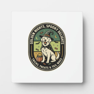 Halloween Golden Retriever Spooky Night Club Plaque