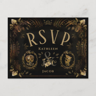 Halloween Golden Skeletons RSVP PostCard