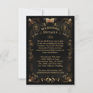 Halloween Golden Skeletons Wedding Details Card