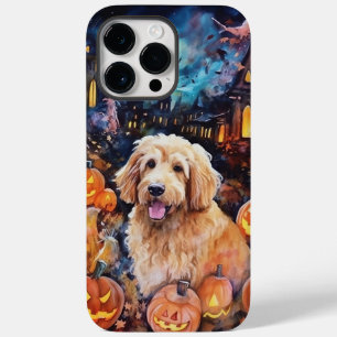 Halloween Goldendoodle With Pumpkins Scary Case-Mate iPhone 14 Pro Max Case