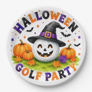 Halloween Golf Party Witch Hat Golf Ball Paper Plate