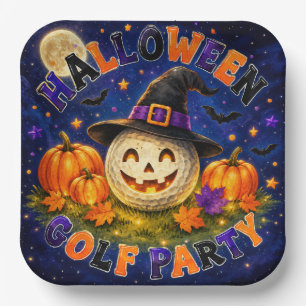Halloween Golf Party Witch Hat Golf Ball Paper Plate