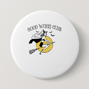 Halloween GOOD WITCH CLUB Retro Vintage Todd 3 Inch Round Button