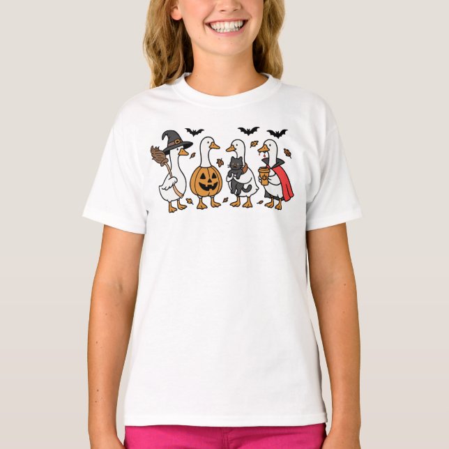 Halloween Goose Funny Costume Spooky Fall Season T-Shirt (Front)