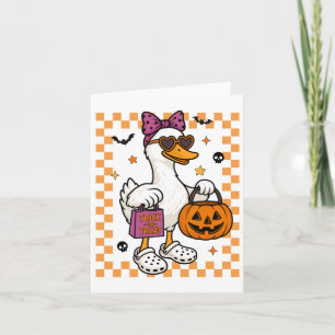 Halloween Goose Ghost Bow Coquette Trick Or Treat  Card