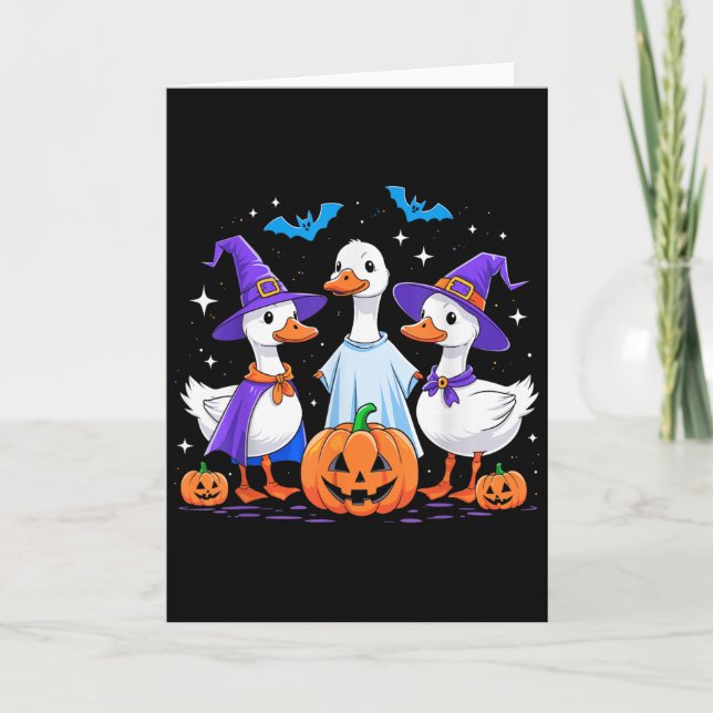 Halloween Goose Ghost Pumpkin Witch Costume Soky F Card (Front)