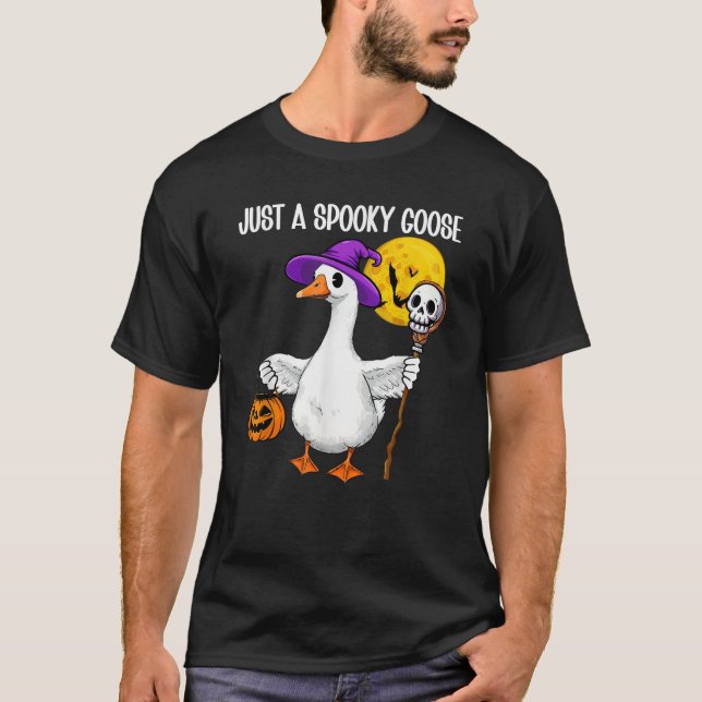 Halloween Goose Spooky Pumpkin Skull bat Women Gir T-Shirt (Front)