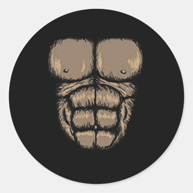 Halloween Gorilla Chest Costume Cute Monkey Muscle Classic Round Sticker (Front)