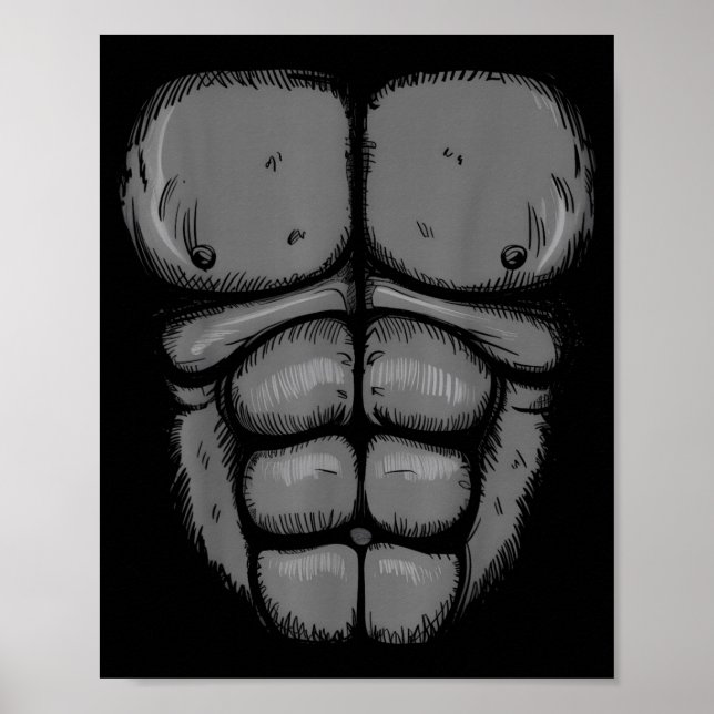 Halloween Gorilla Monkey Belly Chest Costume Men Poster (Front)