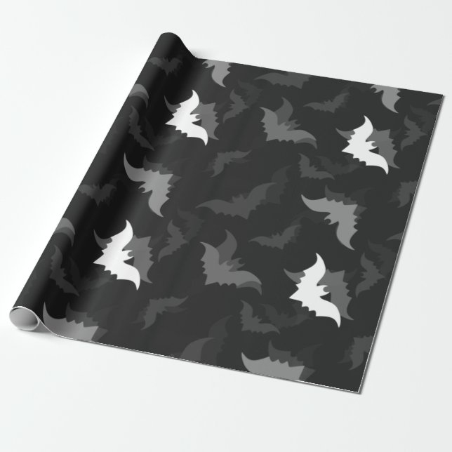 halloween goth black bats wrapping paper (Unrolled)