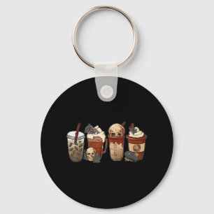 Halloween Goth girl coffee pumpkin spice latte ice Keychain