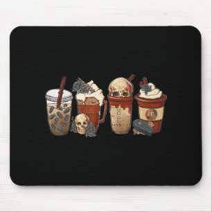 Halloween Goth girl coffee pumpkin spice latte ice Mouse Pad
