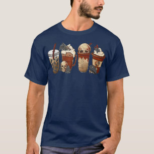 Halloween Goth girl coffee pumpkin spice latte ice T-Shirt