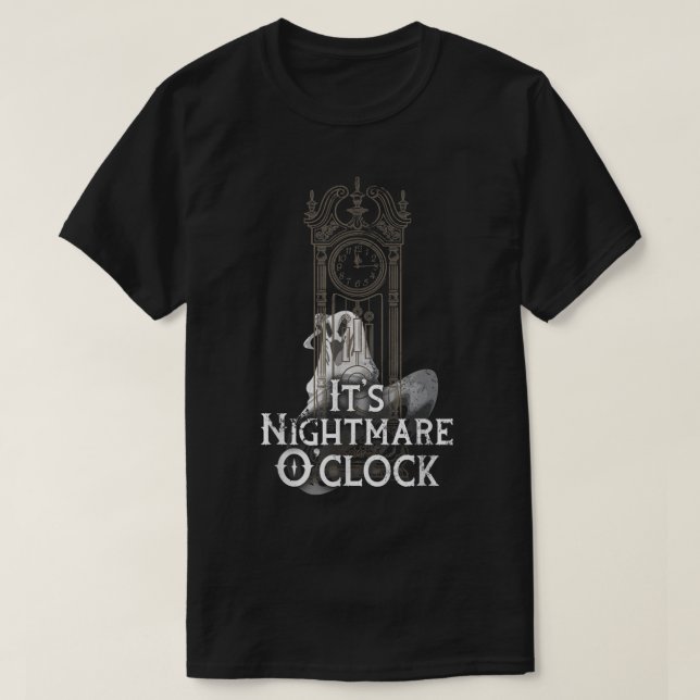 Halloween Goth Grandfather Clock Spooky Horror Mov T-Shirt (Design Front)