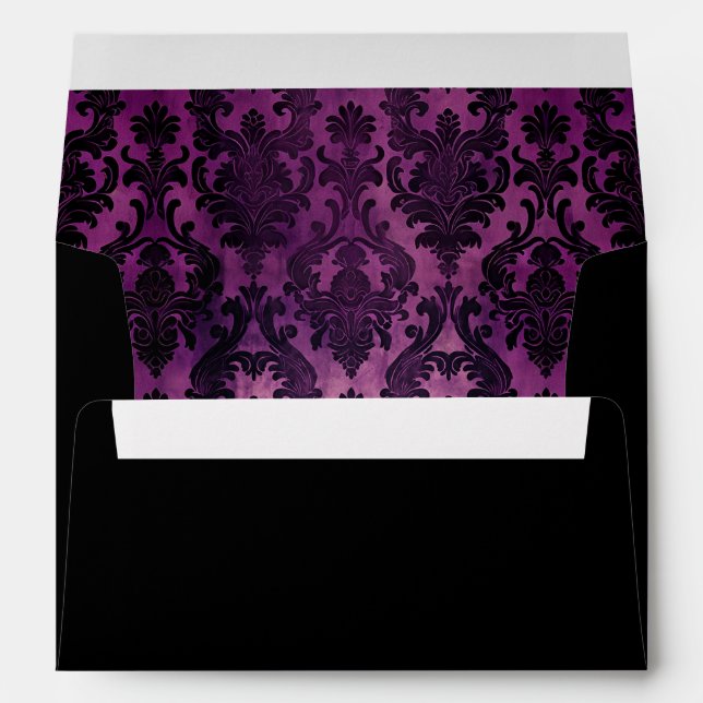 Halloween Gothic Damask Purple Return Address Envelope (Back (Bottom))