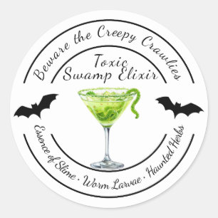 Halloween Gothic   Haunted Slime Drink   Spooky Gr Classic Round Sticker