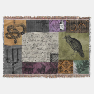 Halloween Gothic Medieval Spooky Apothecary Art Throw Blanket
