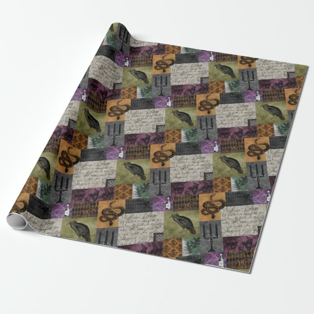 Halloween Gothic Medieval Spooky Apothecary Art Wrapping Paper (Unrolled)