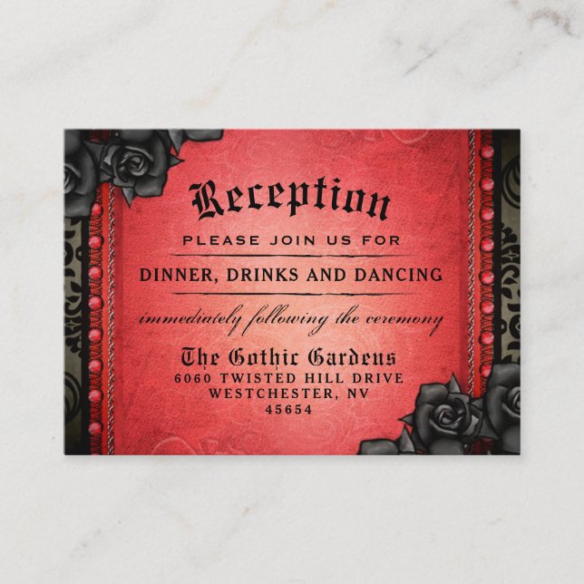 Halloween Gothic Red Black 3.5 x 2.5 Reception Enclosure Card (Front)