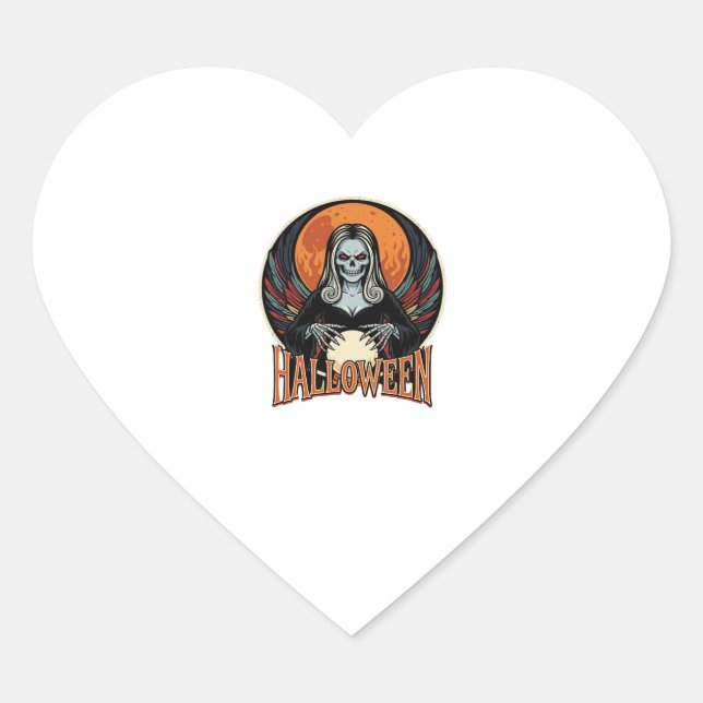 Halloween Gothic Skeleton Fortune Teller Vector Ar Heart Sticker (Front)