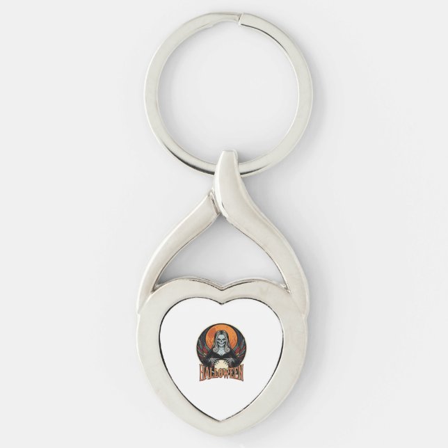 Halloween Gothic Skeleton Fortune Teller Vector Ar Keychain (Front)