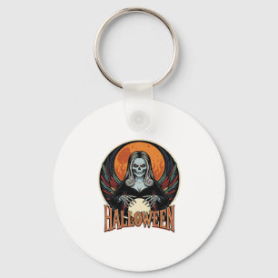 Halloween Gothic Skeleton Fortune Teller Vector Ar Keychain
