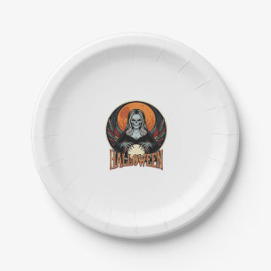 Halloween Gothic Skeleton Fortune Teller Vector Ar Paper Plate