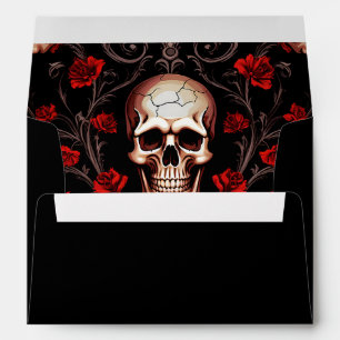 Halloween Gothic Skulls Red Black Return Address Envelope