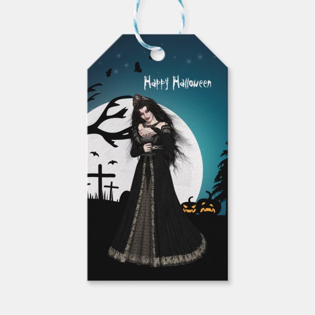 Halloween Gothic Vampire Personalized Gift Tags (Front)