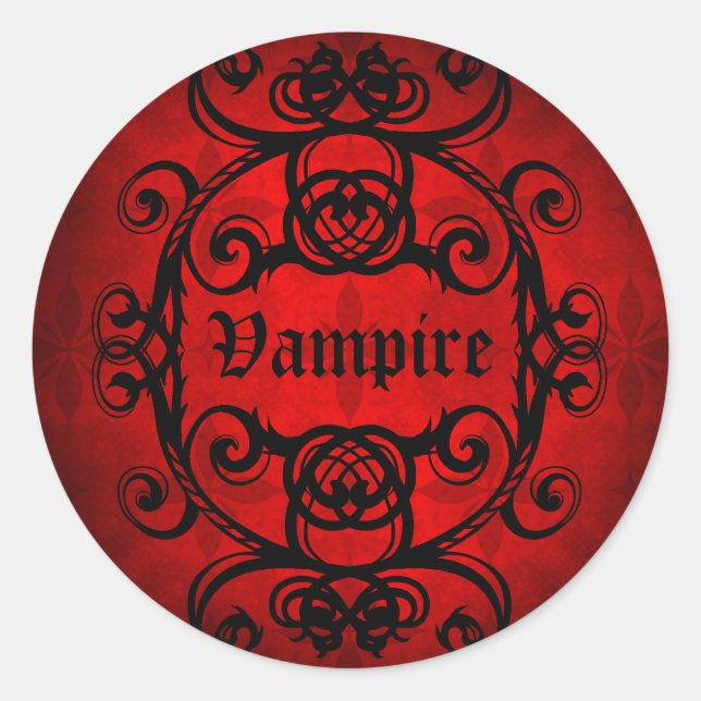 Halloween Gothic vampire romantic design Classic Round Sticker (Front)
