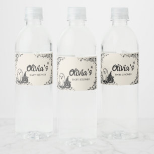 Halloween Gothic Vintage Baby Shower Water Bottle Label