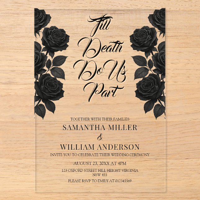 Halloween Gothic Wedding Acrylic Invitations (Front)