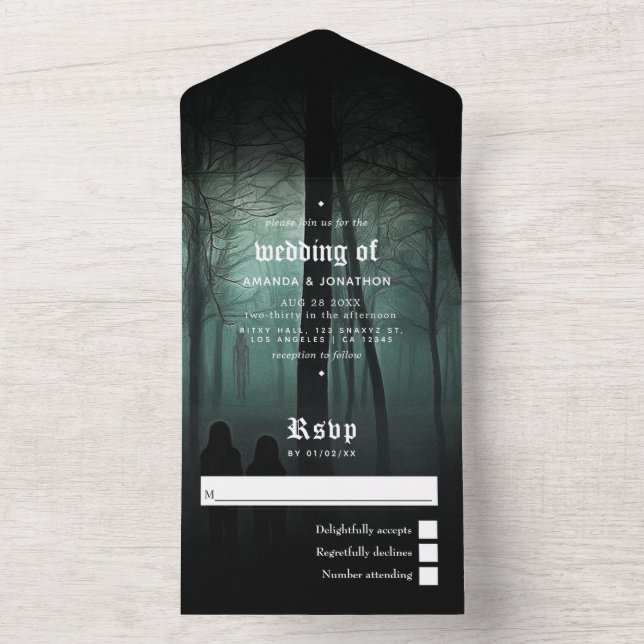 Halloween Gothic Wedding All In One Invitation (Inside)