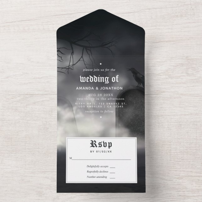 Halloween Gothic Wedding All In One Invitation (Inside)