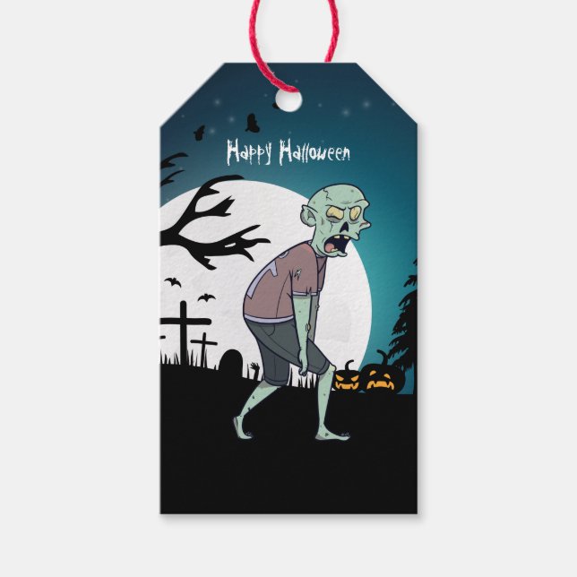 Halloween Gothic Zombie Personalized Gift Tags (Front)