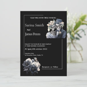 Halloween gothique Faire-part de mariage Floral no