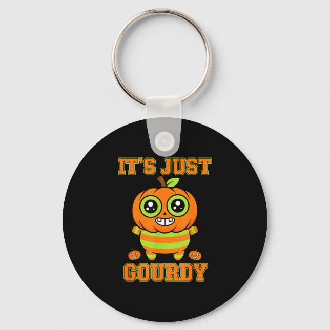Halloween gourdy pumpkin design cute jack o'lanern keychain (Front)
