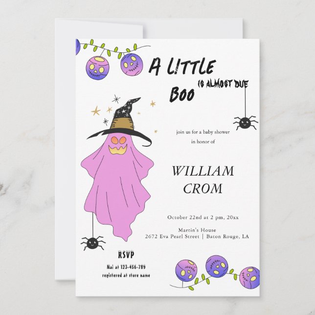 Halloween Gradient Ghost Skull Garland Baby Shower Invitation (Front)