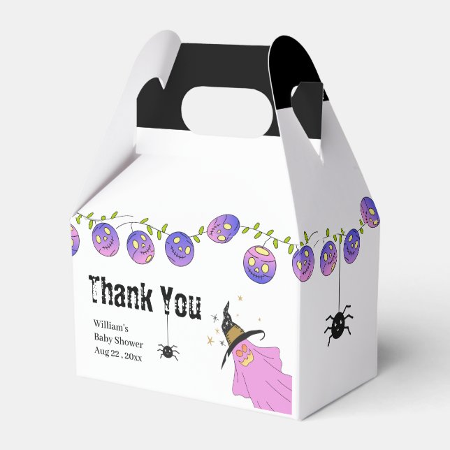 Halloween Gradient Ghost Skull Garland Favor Box (Front Side)