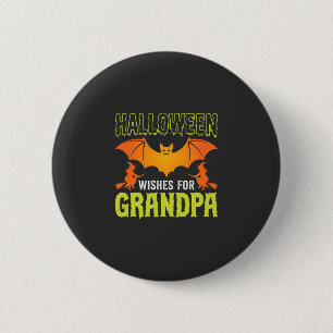 Halloween Grandpa Bat Witch Wishes 2 Inch Round Button