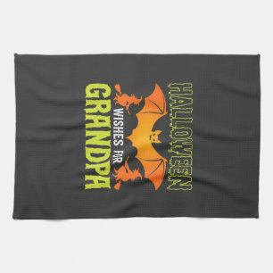 Halloween Grandpa Bat Witch Wishes Kitchen Towel