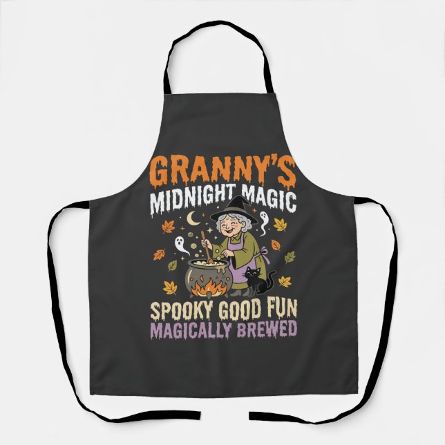 Halloween Granny Cauldron Magic Apron (Front)